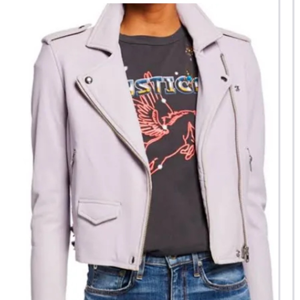 IRO Asheville leather jacket - washed lavender